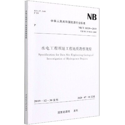 水电工程坝址工程地质勘察规程(NB\T10339-2019代替DL\T5414-2009)/中华人民共和国能源