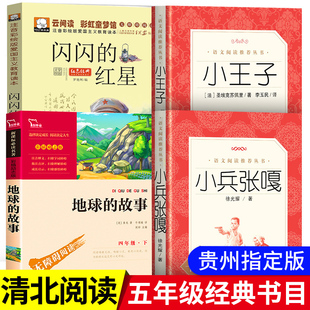 官方正版 课外阅读必读书籍 全套4册 小王子人 小兵张嘎五年级必读课外书地球 闪闪 故事 书原版 红星正版 贵州省清北阅读指定版