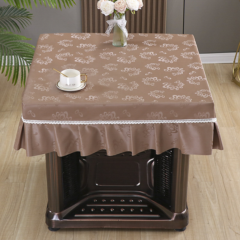 防水防油防烫免洗烤火桌套正方形麻将机PU茶几罩烤火桌皮套电炉罩