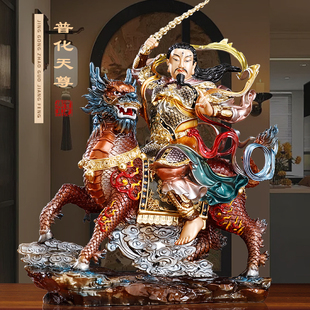 台湾彩绘九天应元雷声普化天尊神像家用供奉闻仲太师雷祖铜像摆件