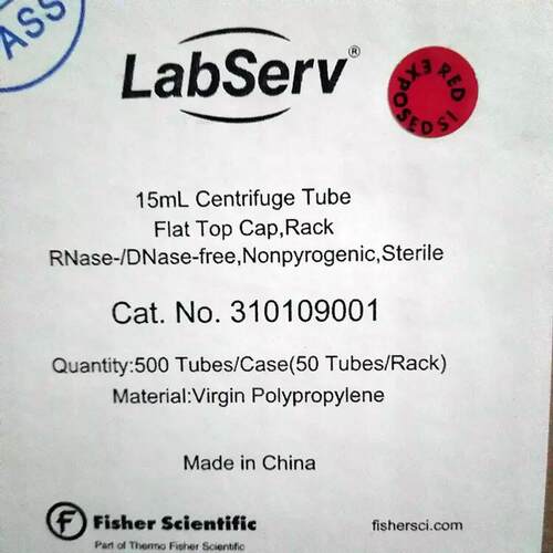 赛默飞Thermo Fisher LabServ 15ml 310109001停产 新货号310109019 无菌尖底离心管 50支/包 10包/箱