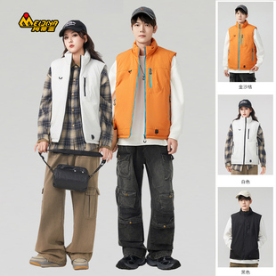 梅蒂亚山系防水羽绒棉马甲男女秋冬季装立领无袖外套户外登山夹克