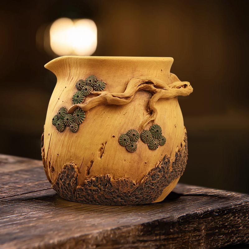 紫砂公道杯全手工立体浮雕茶海