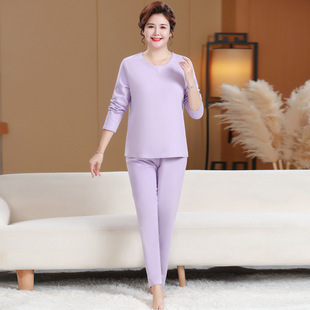 保暖内衣套装 200斤冬装 妈妈装 秋衣秋裤 宽松加肥加大码 中老年女装