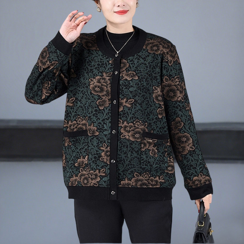 中老年人胖奶奶加绒外套秋冬装妈妈加肥加大码220斤洋气时尚上衣