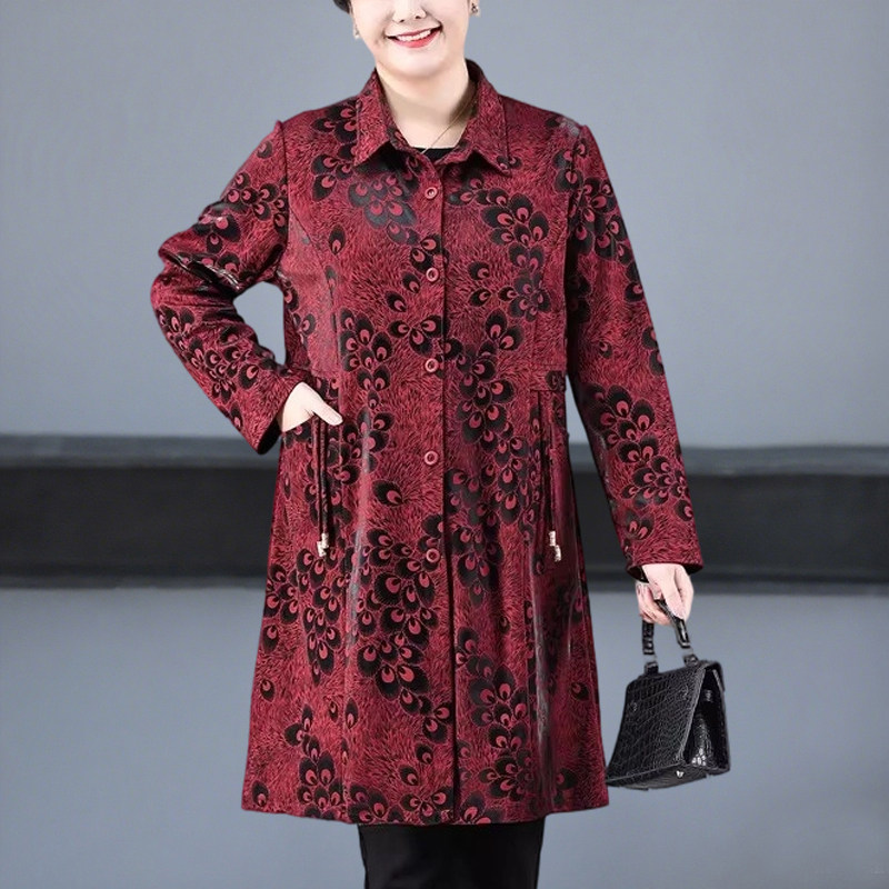 胖妈妈春秋外套洋气加肥加大码中老年女装春装风衣宽松200斤时尚