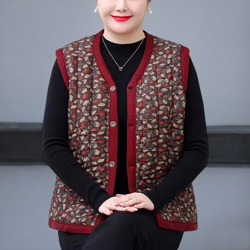 加肥加大码奶奶马甲女中老年加绒保暖背心妈妈装坎肩冬装上衣宽松