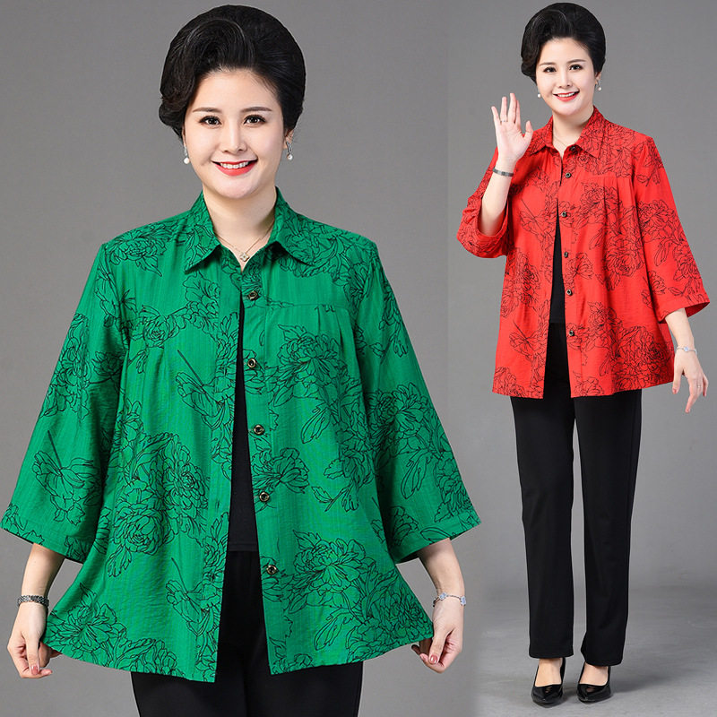 胖妈妈夏装中老年女装衬衫加肥加大码200斤衬衣洋气宽松小衫时尚