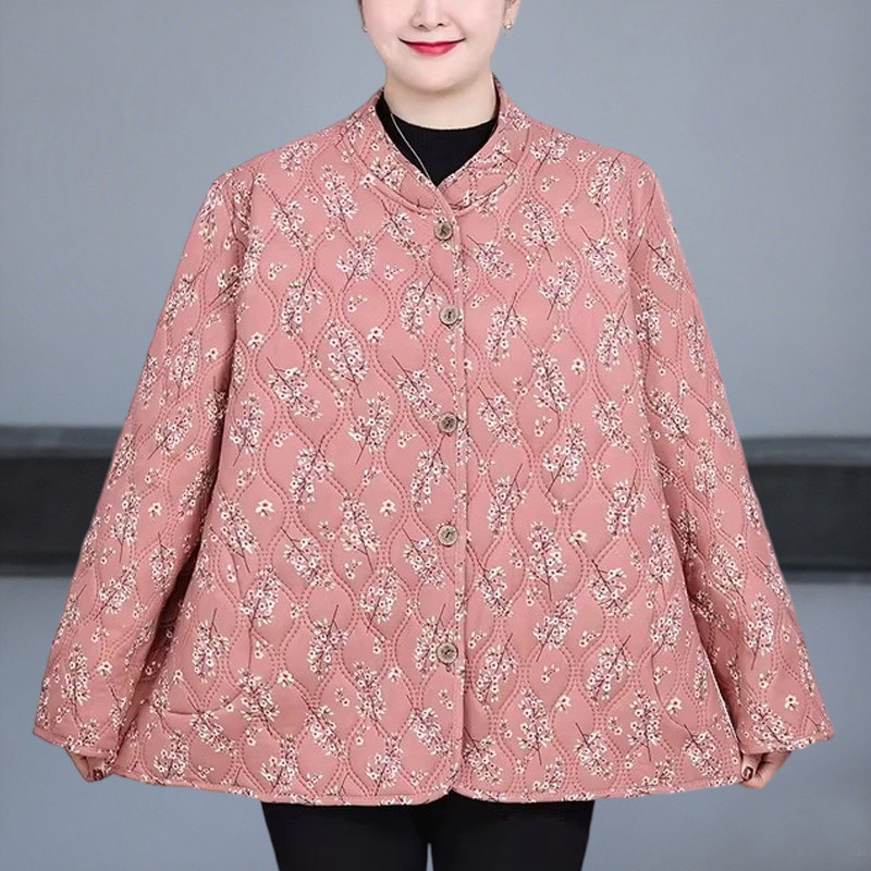 中老年人女装加绒外套胖妈妈秋冬装薄款小棉衣200斤棉服奶奶上衣