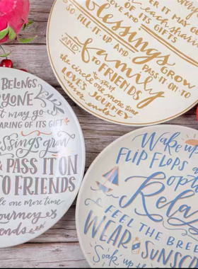 特价 外贸陶瓷primitives by kathy字母餐具大果盘平盘牛排盘12寸