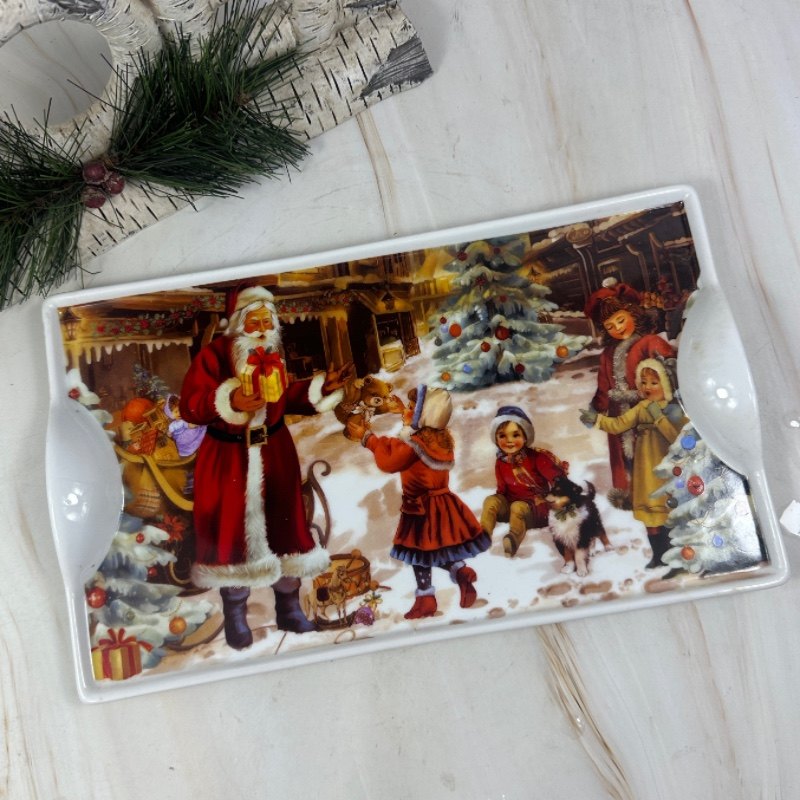 出口陶瓷欢乐的圣诞节餐具长方盘蛋糕盘零食盘11.7寸托盘装饰盘,家居饰品,装饰摆件,淘宝优惠券,粉丝福利购,淘宝优惠卷
