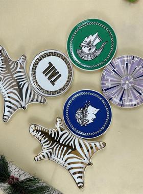 美国JA陶瓷jonathan adler 设计师原单碟子珠宝展示4寸干果盘斑马