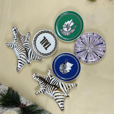 美国JA陶瓷jonathan adler 设计师原单碟子珠宝展示4寸干果盘斑马