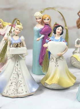 外贸出口手绘描金陶瓷挂件摆件装饰品迪士尼公主女孩礼物