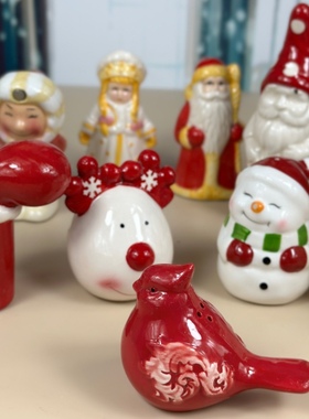 瑕疵特价出口陶瓷手绘圣诞节调料罐家用胡椒调味料瓶罐摆件家居