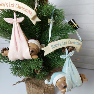 树脂装饰品圣诞节挂件维尼熊 铃铛挂件 儿童礼物