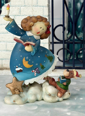 树脂圣诞节小女孩工艺品摆件