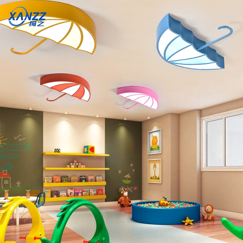 led儿童房吸顶灯卧室灯创意彩色卡通雨伞造型灯具幼儿园教室灯饰