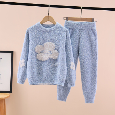 女童家居服加绒加厚保暖套装