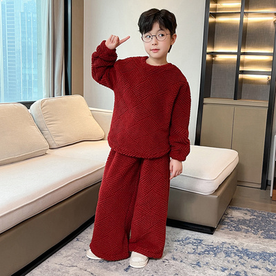 男童家居服保暖加厚冬装