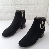 裸靴通勤鞋 AS品牌时装 小码 福利捡漏羊反绒皮中跟时装 短靴34码 35码