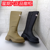 星期六女士真皮粗跟长靴厚底不过膝高筒骑士靴商场正品 撤柜女靴子