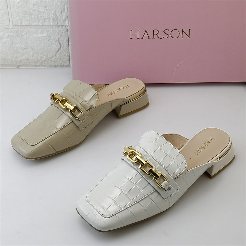 哈森品牌女鞋时装低跟包头拖鞋商场正品撤柜真皮方头牛皮日常拖鞋,女鞋,包头拖,淘宝优惠券,粉丝福利购,淘宝优惠卷