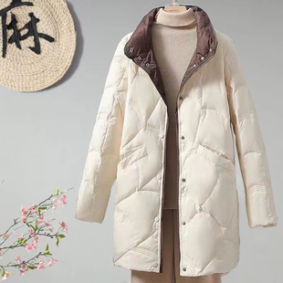 大码 白鸭绒上档次小个子韩版 宽松外套 2025新款 轻薄羽绒服女中长款
