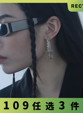 RECYCLE / OT扣耳环 S925银针韩国ins风金属链条简约百搭一款多戴