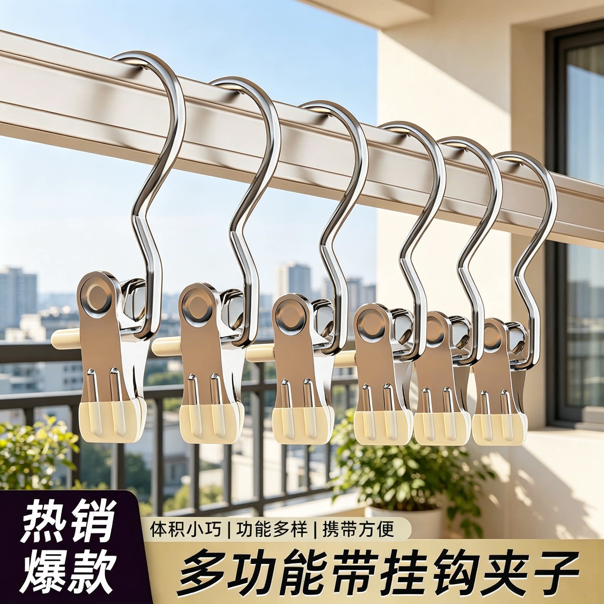 裤夹子家用无痕不锈钢多功能带挂钩裙子裤子收纳神器单个夹子衣架