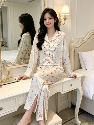 7790宣锦 特价丝绸 跳舞女孩睡衣家居服套装