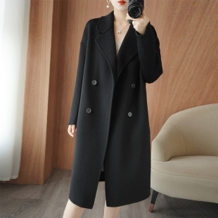时尚 中长款 宽松双面羊绒大衣女羊毛廓形毛呢 韩版 2023秋冬新款