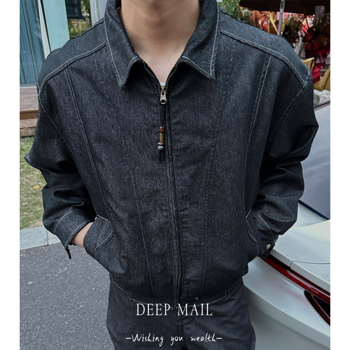 DEEPMAIL男士明线立体裁剪复古翻领夹克百搭宽松潮流休闲工装外套