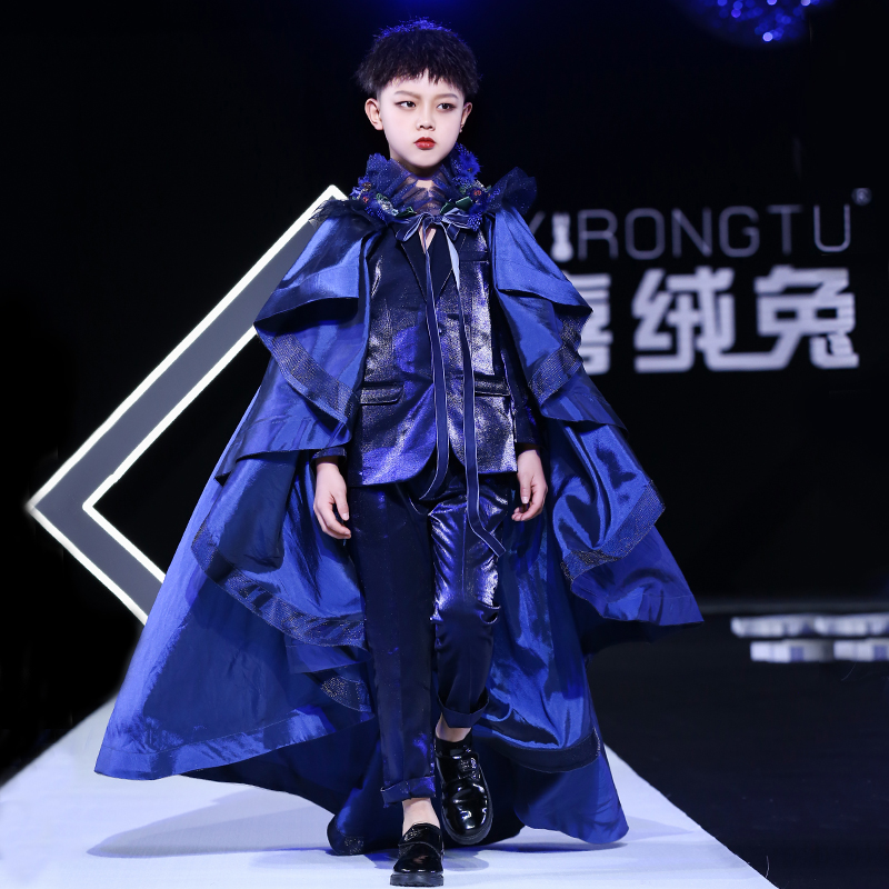 男童走秀礼服西装套装中国风儿童小主持人模特服装帅气个性演出服