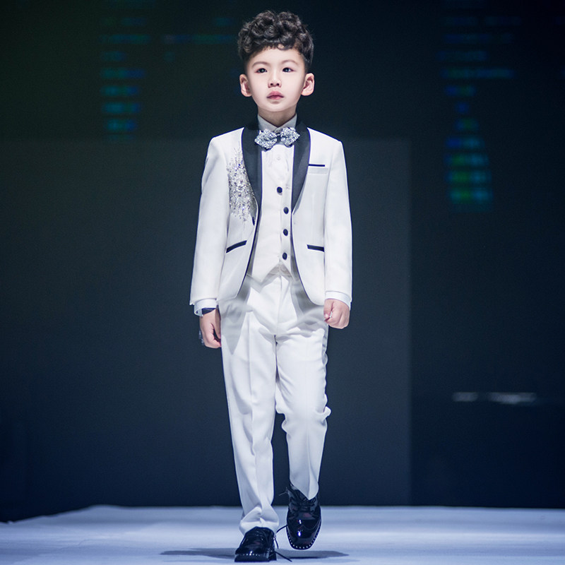 儿童西装套装男童模特英伦走秀主持人小花童礼服中大童钢琴演出服