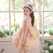 高端女童礼服短裙小女孩生日花童短裙主持人走秀舞台演出公主裙夏