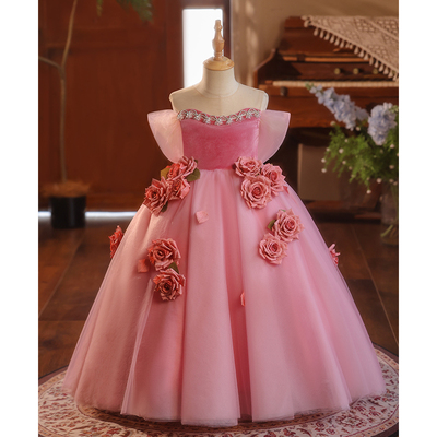 喜绒兔演出礼服小女孩花朵高端