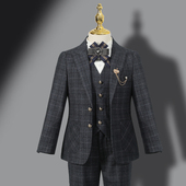 男童礼服模特走秀花童小西服主持人钢琴演出服正装 儿童西装 套装 冬