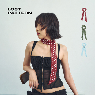 经典复古波点印花真丝斜纹窄丝巾 绑包复古发带长丝巾桑蚕丝