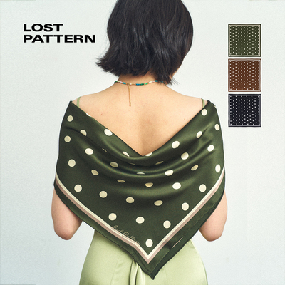 双成记经典复古波点印花真丝缎面中方巾桑蚕丝丝巾度假复古港风