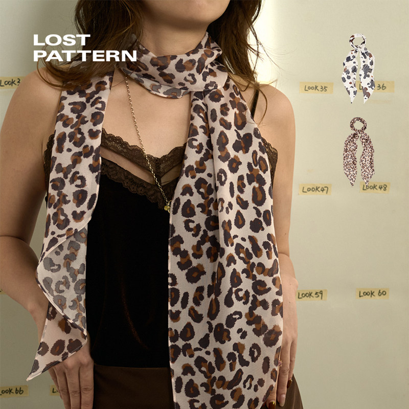 双成记豹纹奶牛纹真丝雪纺长丝巾复古动物纹丝巾原创设计轻薄款