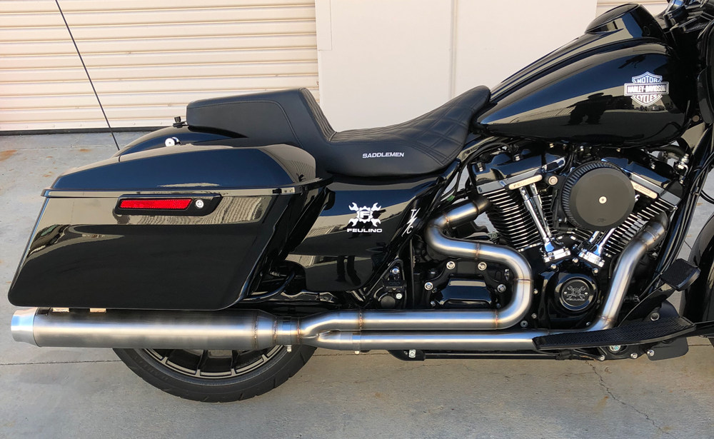 哈雷改装FEULING全段2出1性能排气长直筒短尾 M8旅行公路滑翔ST
