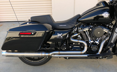 哈雷改装FEULING全段2出1性能排气长直筒短尾 M8旅行公路滑翔ST