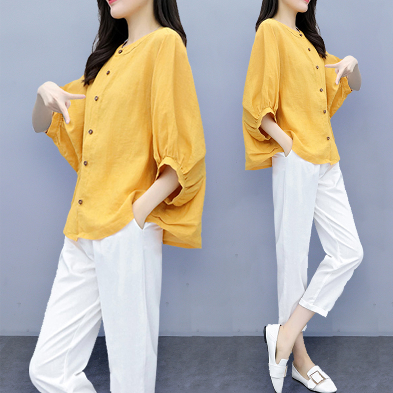 2024新款女装夏两件套萝卜裤九分