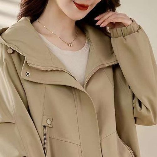初秋短款风衣外套女连帽上衣