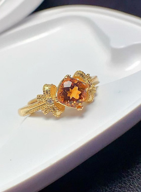 采金金钰925银镀18k金镶钻戒指