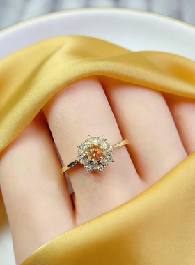 天然黄水晶S925开口戒指可复检