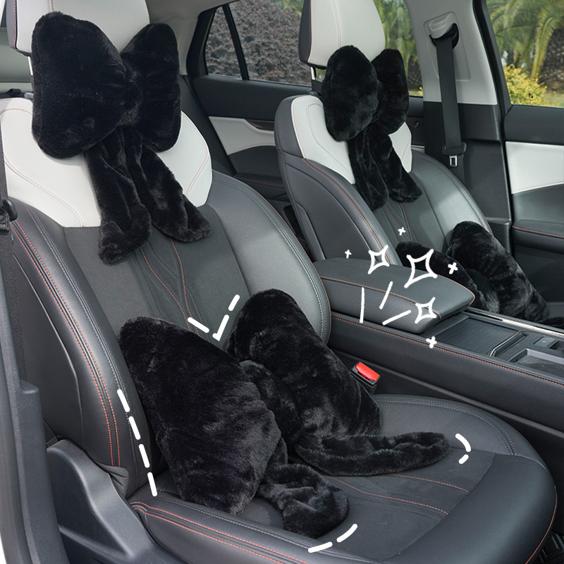 汽车头枕护颈枕网红可爱蝴蝶结