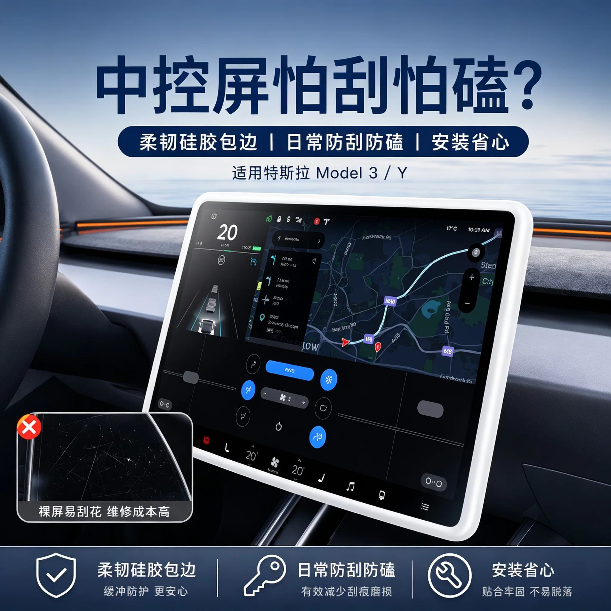 特斯拉ModelY/3/YL屏幕防撞套