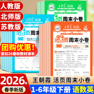 2026新版王朝霞活页周末小卷周周练一年级二年级下册同步测试卷试卷全套三四五六年级上册语文数学英语人教版一周一练卷子单元卷下
